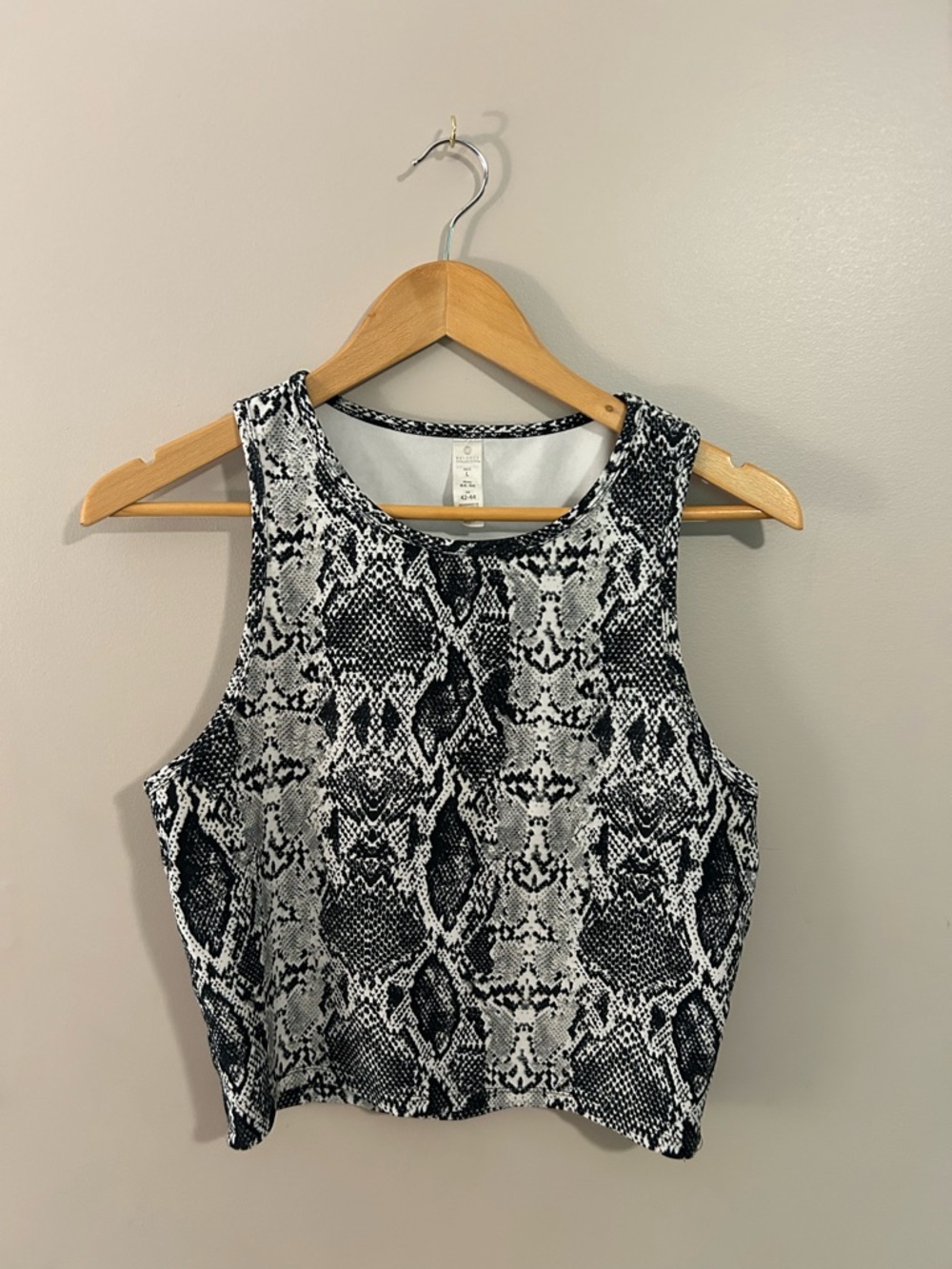 Balance Collection Athletic Black & White Snake-Print Crop Tank